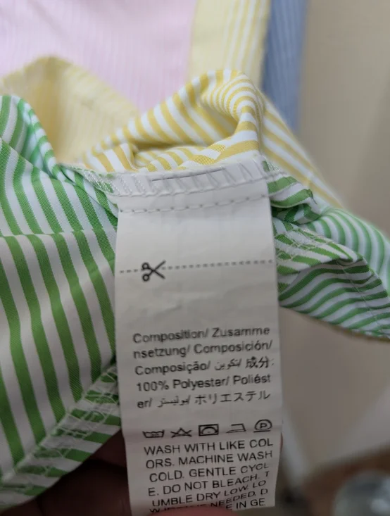 Pastel Multi Colored Pathwork Collared Button Down Blouse. Size 12 - Picture 3 of 6